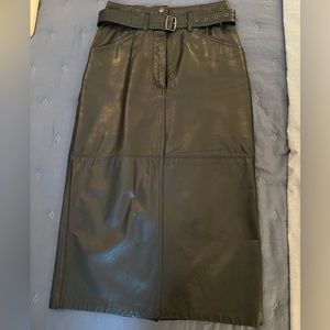 Trouser Cut Leather Skirt with Belt